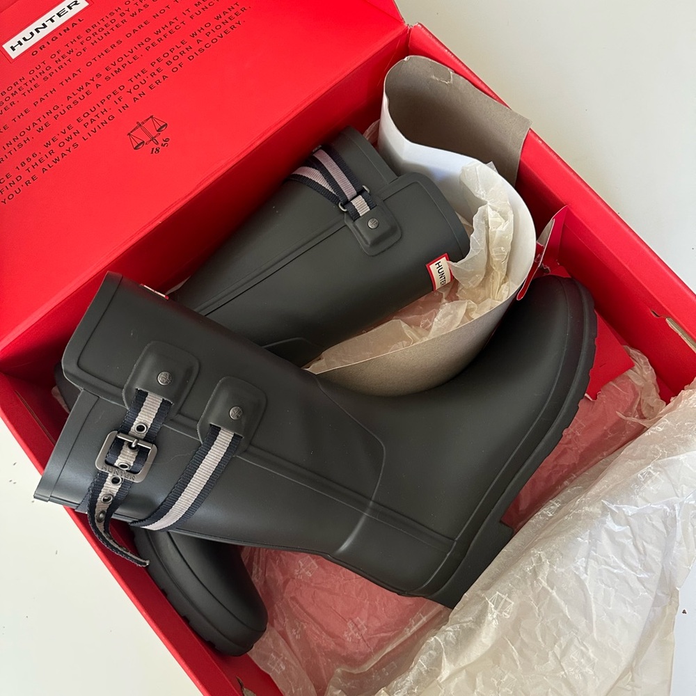 NIB Hunter Charcoal Rain Boots. Size 8US